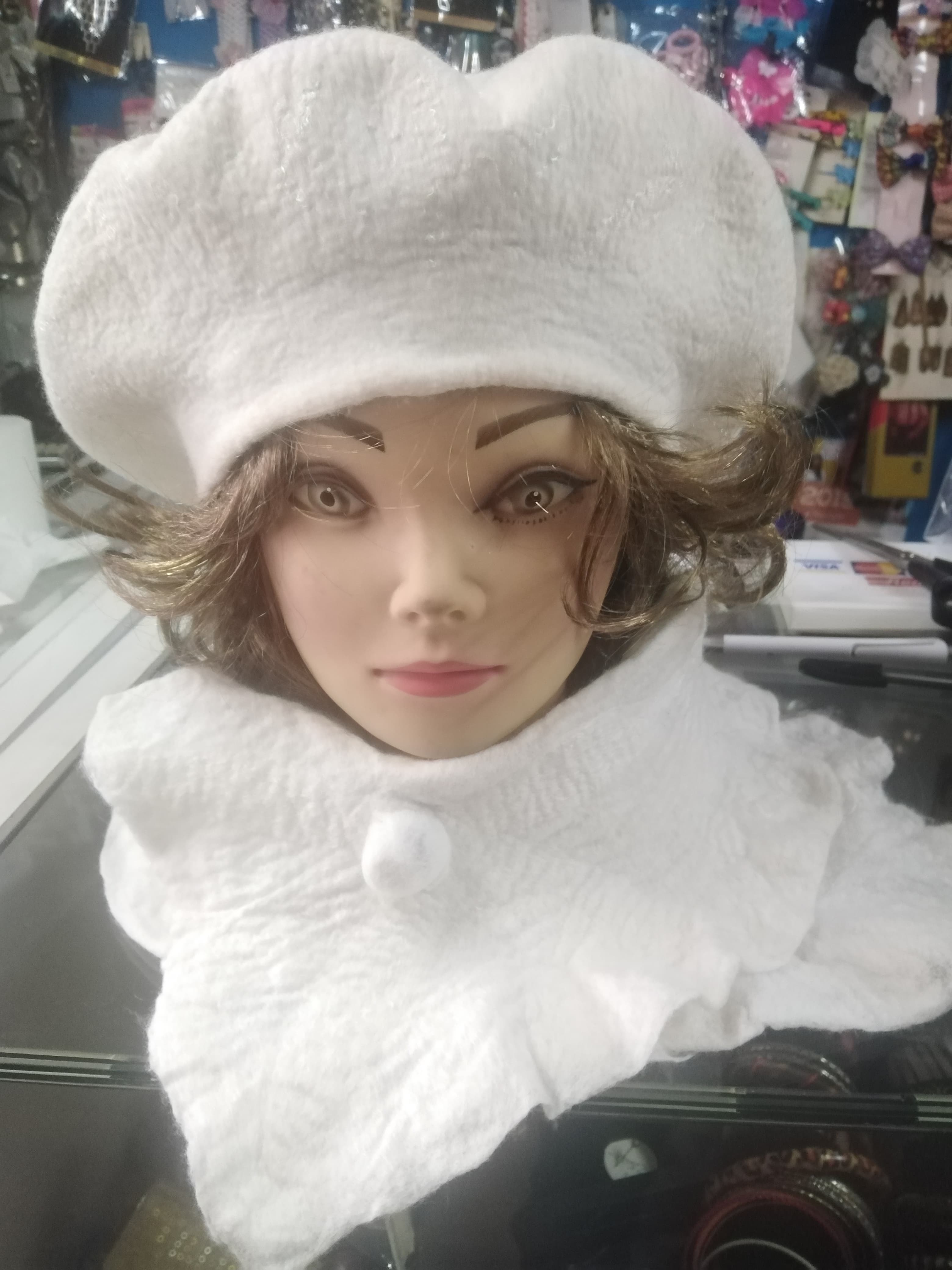 Set Boina Blanca + Cuello Tejido